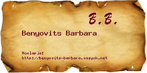 Benyovits Barbara névjegykártya